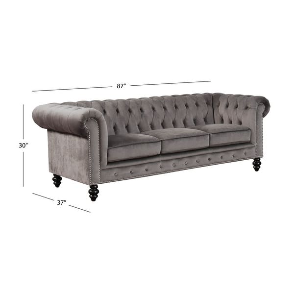Abbyson Grand Chesterfield Grey Velvet Sofa On Sale Overstock 23122680