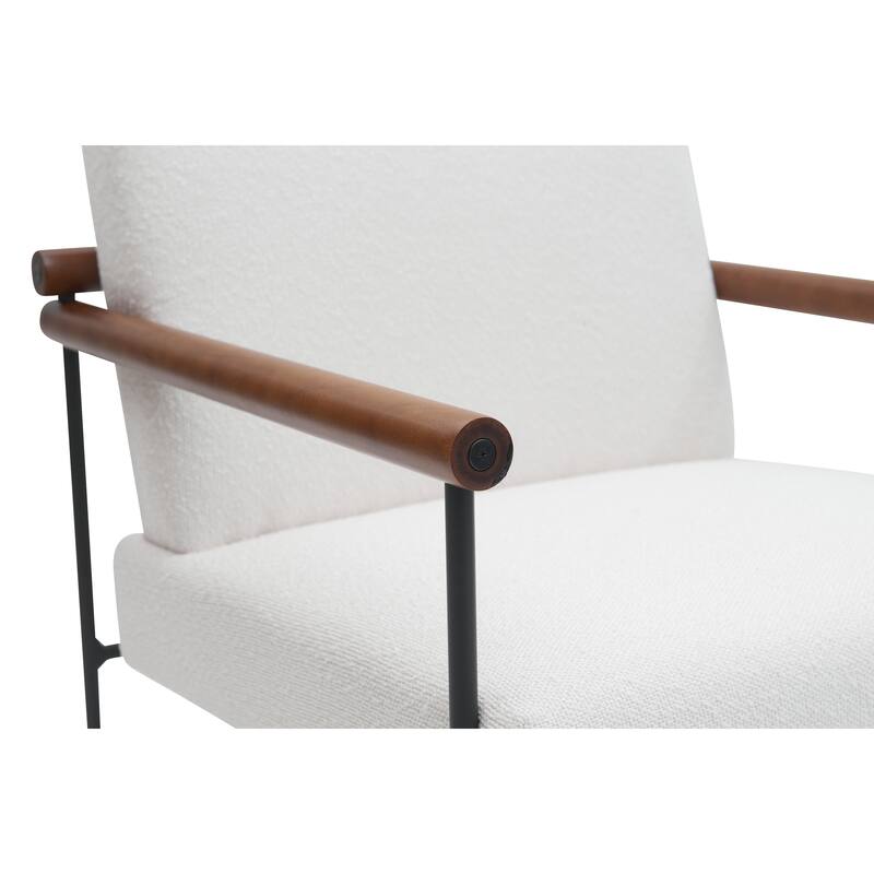 Modern Boucle Accent Armchair - Comfortable Upholstered Lounge Chair with Curved Armrests, Stylish Minimalist Chair