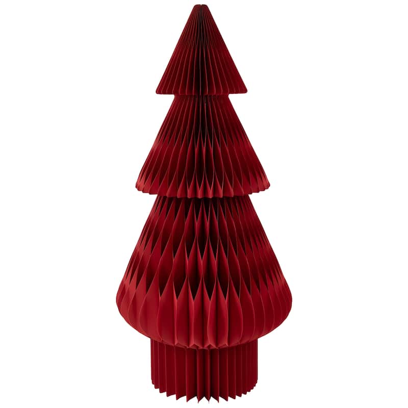 Tall Foldable Accordion Honeycomb Paper Christmas Tree - 4' - Red