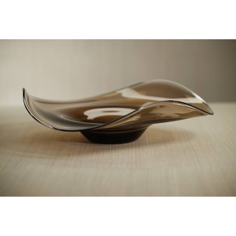 Vellerti Taupe Wave Glass Bowl