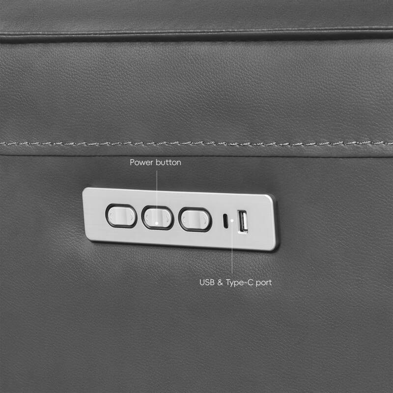 98''W Top Grain Leather Triple-Power Recliner Loveseat Sofa with Power Headrest, Pop-Out Cup Holders