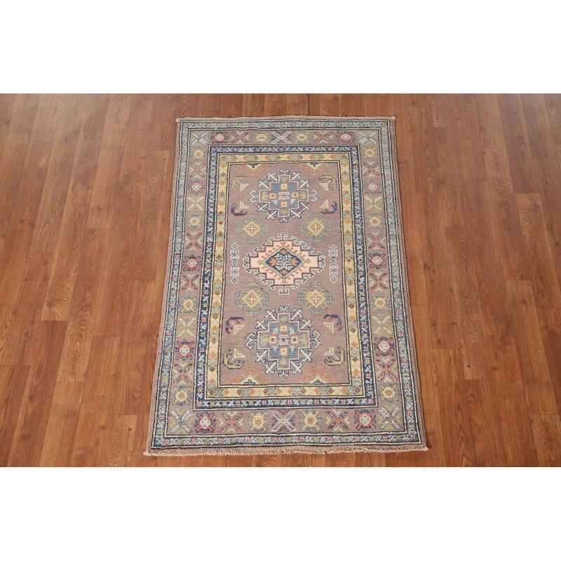Kazak Accent Rug Hand-Knotted Wool Carpet - 2'7" x 4'2"