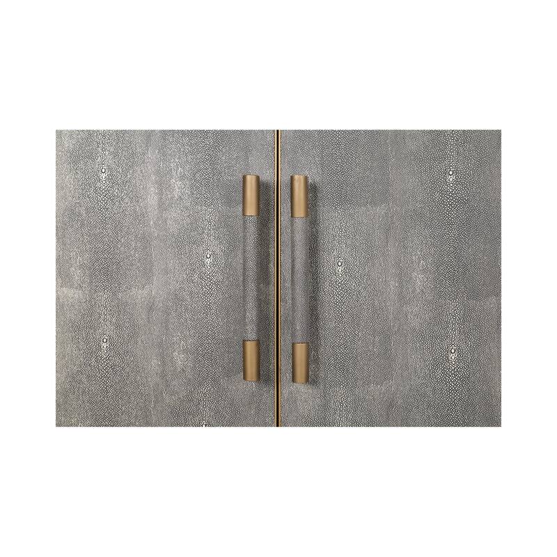 NADAAL STUDIOS Vaughn, Sideboard, Shagreen Patterned Vegan Leather with Brass Legs - 76"W x18"D x34"H