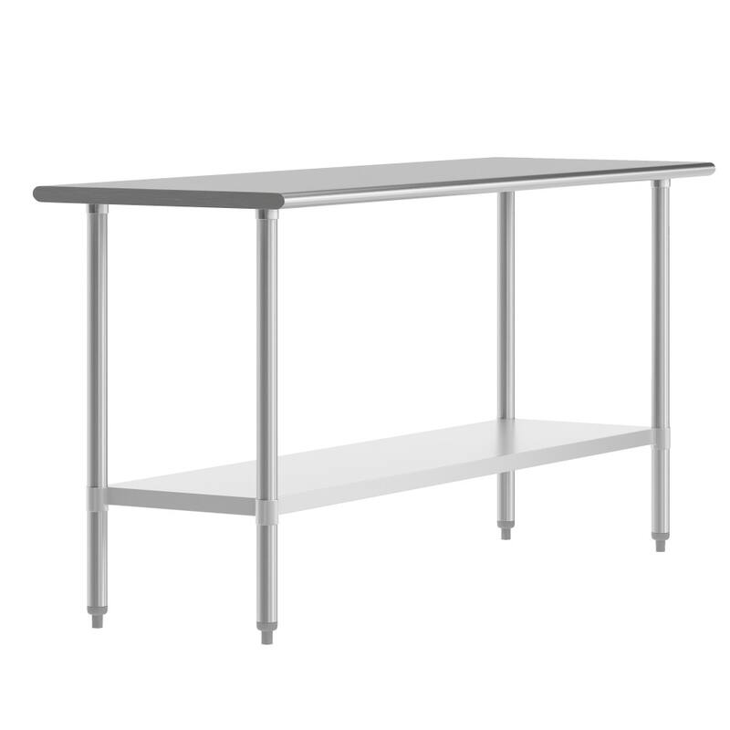 Stainless Steel 18 Gauge Work Table with Undershelf - 24"D x 72"W x 34.5"H