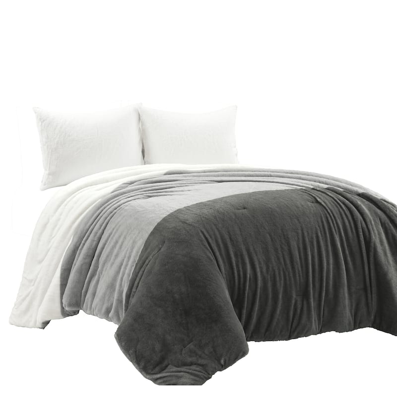 Lush Decor Farmhouse Color Block Ultra Soft Faux Fur All Season Kids Comforter Set
