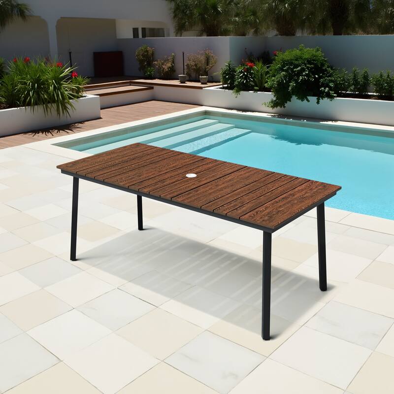 Pellebant Outdoor Patio Rectangle Dining Table with Umbrella Hole