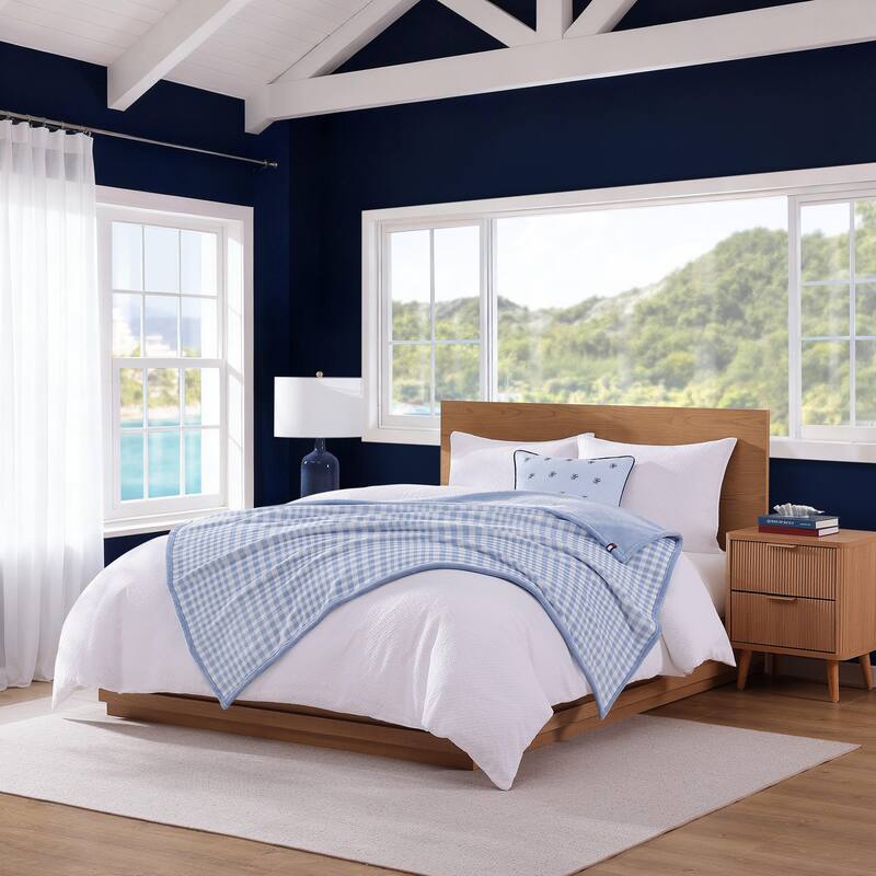 Tommy Hilfiger Printed Plush Reversible Throw Blanket