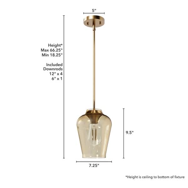dimension image slide 0 of 5, Hunter Vidria 1-Light Mini Pendant - Kitchen Island, Dining Room, Bedroom - Contemporary, Transitional