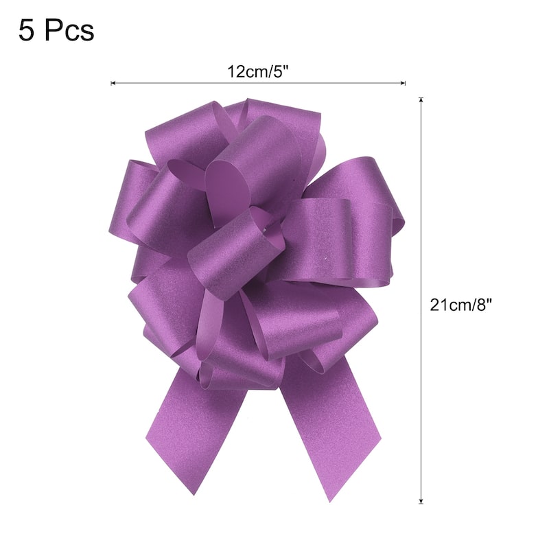 5pcs 7 Inch Large Pull Bow Gift Wrapping Big Pull Bows Ribbon - Rose Red - 5 Inch
