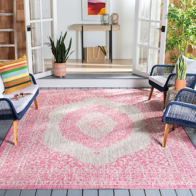 SAFAVIEH Courtyard Hedy Medallion Indoor/ Outdoor Waterproof Patio Backyard Rug
