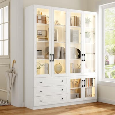 Organizer Eco-Friendly Accent Light Strip Bookshelves Display Cabinet - 63"x78.7“