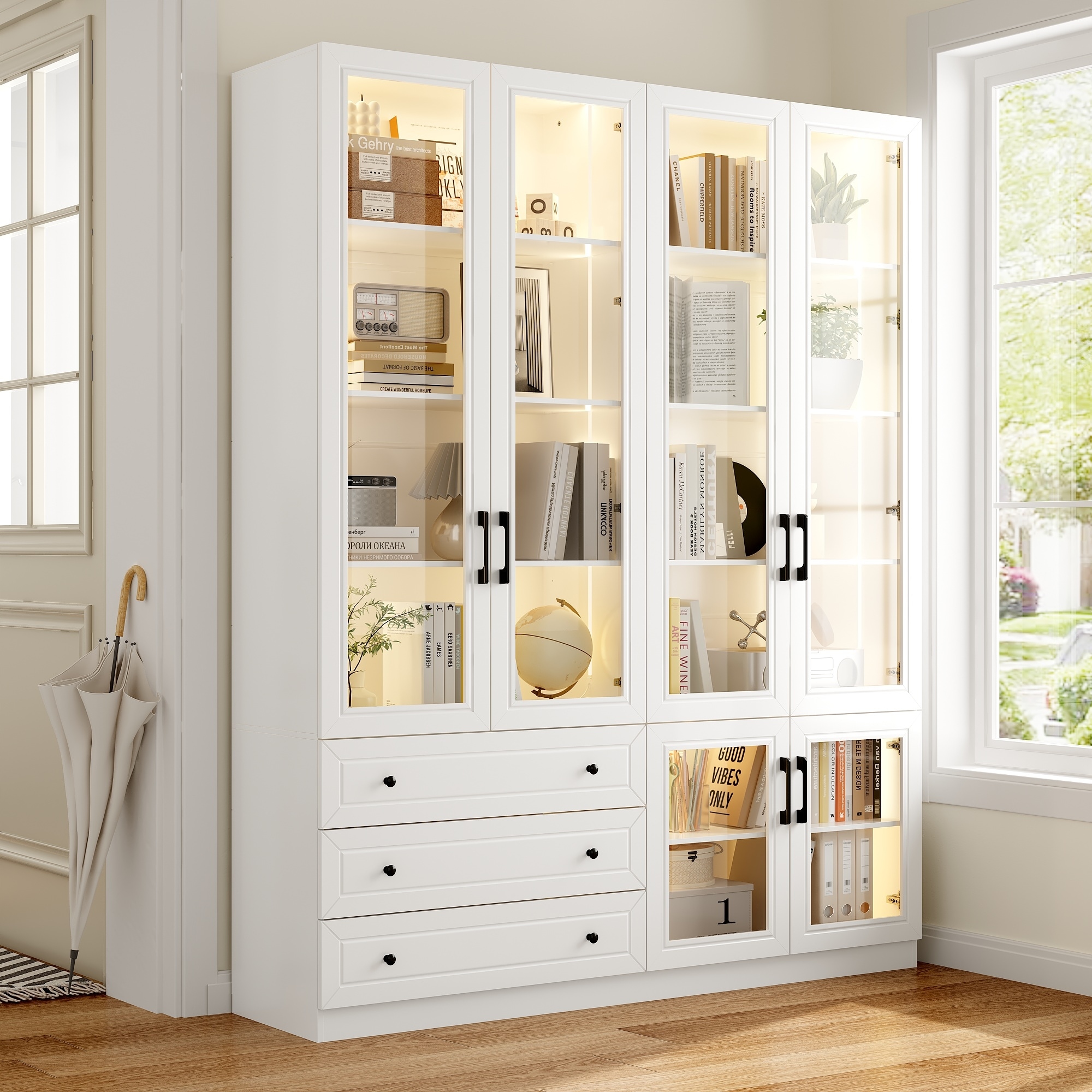 Organizer Eco-Friendly Accent Light Strip Bookshelves Display Cabinet - 63"x78.7“