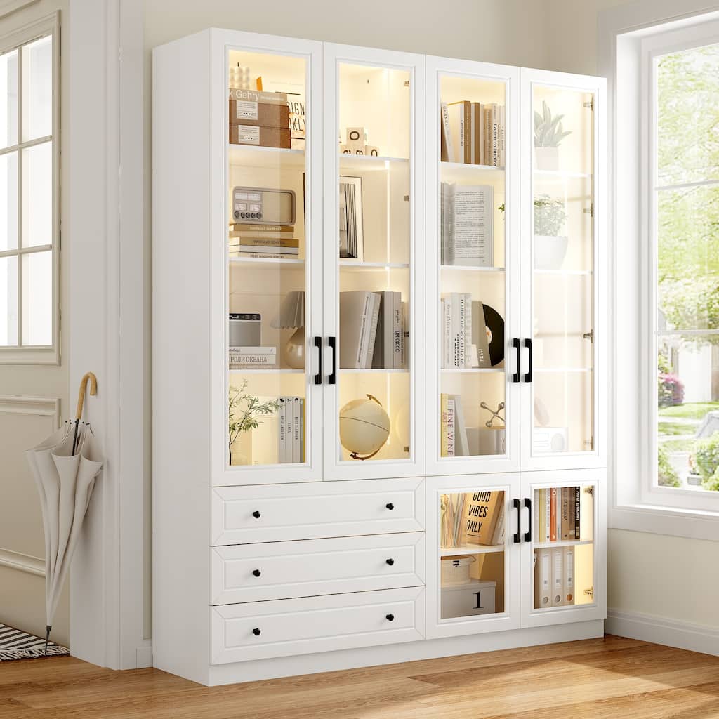Organizer Eco-Friendly Accent Light Strip Bookshelves Display Cabinet - 63"x78.7“