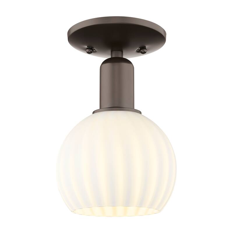 Innovations Lighting Endless Possibilities Arcadia - White Venetian - 1 Light 6" Semi-Flush Mount - Oil Rubbed Bronze