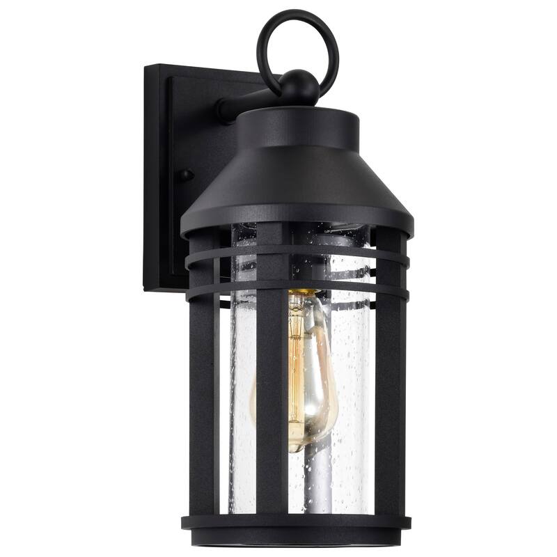 Wilton 1 Light Medium Wall Lantern Matte Black with Clear Seeded Glass