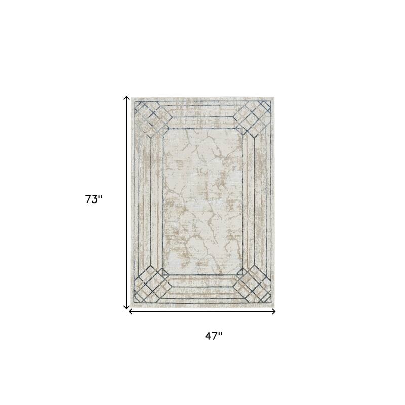 Duruq Power Loomed Geometric Modern Non Skid Stain Resistant Area Rug By HomeRoots - 73' X '47' X '0.39