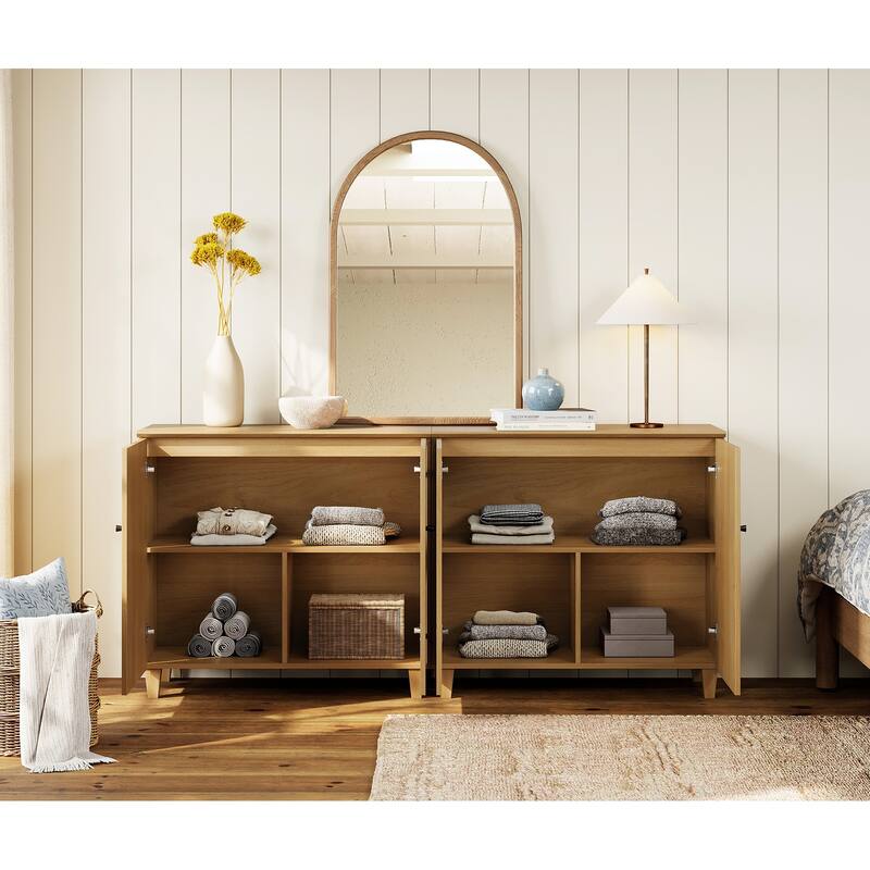 Buffet Cabinet with 3 Compartments for Dining Room, 32.4"H Sideboard