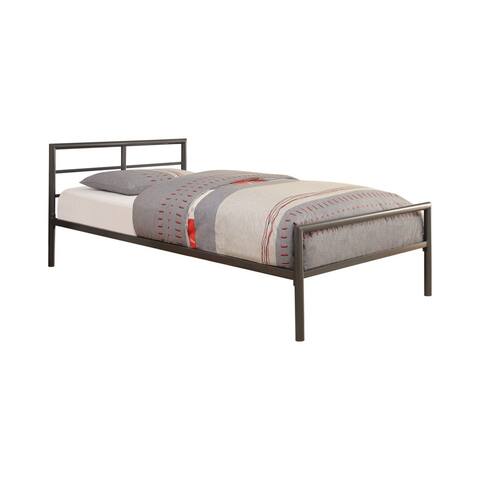 Traditional Styled Twin Size Bed with Sleek Lines, Gray