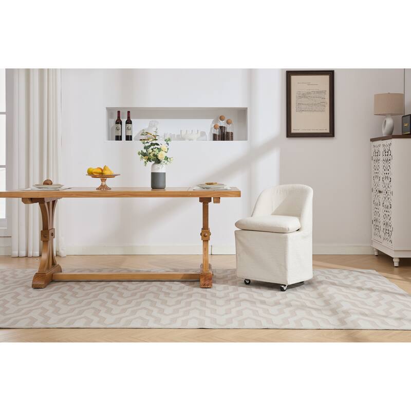 Modern 2 Piece Set 360° Swivel Fabric Kitchen Dining Chair with Back Cushion Universal Wheels for Dining Room Kitchen