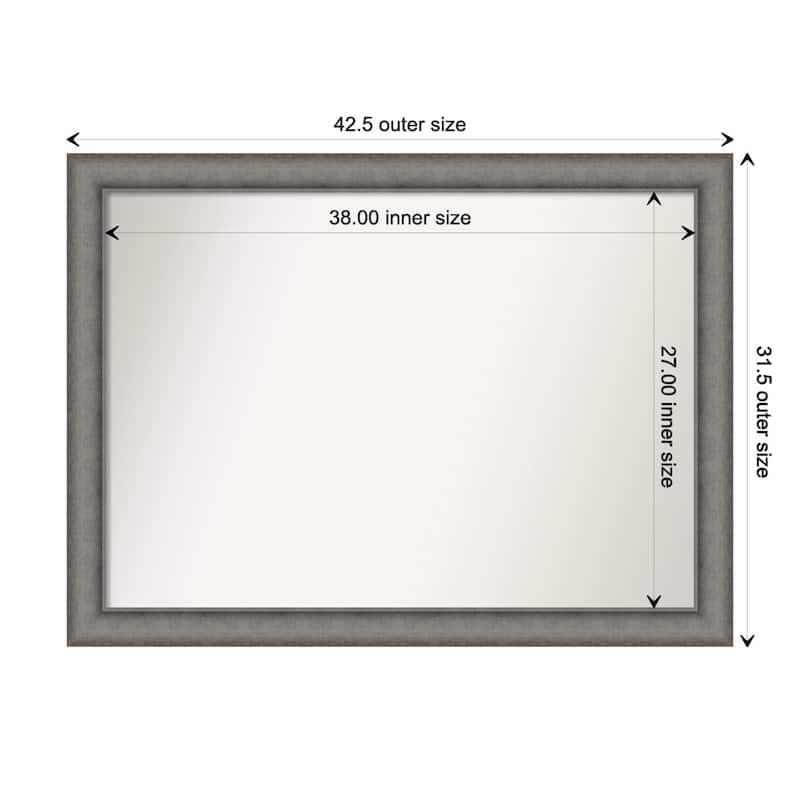Burnished Concrete Non-Beveled Wood Framed Wall Mirror - Burnished Concrete - Glass Size 38x27