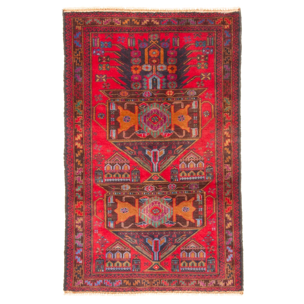ECARPETGALLERY Hand-knotted Teimani Red Wool Rug - 2'9 x 4'7
