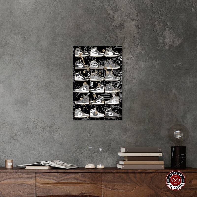 Notoriart Black And White Sneaker Collection Gallery Wrapped Sneaker 1 Piece Canvas Wall Art