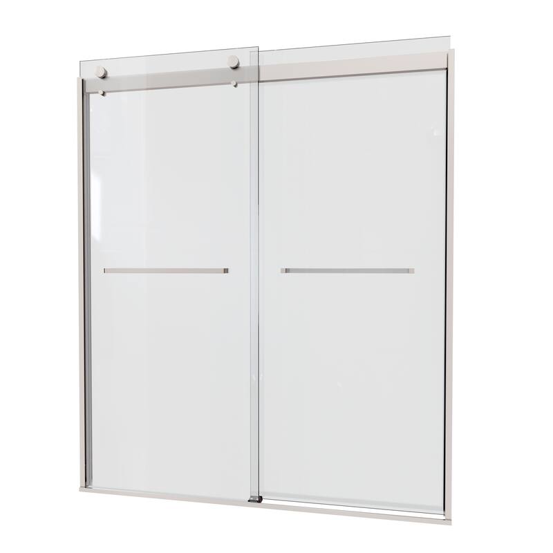 60''W x 74''H Frameless Double Sliding Shower Door with Stainless Steel Hardware - 60'' x 74''