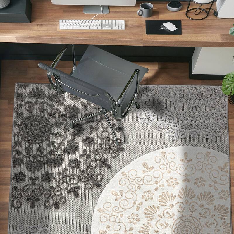 Verona Contemporary Floral Circles Indoor/Outdoor Area Rug