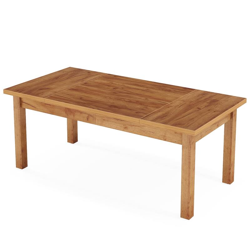 70 Inch Large Computer Desk, Farmhouse Office Desk Light Brown