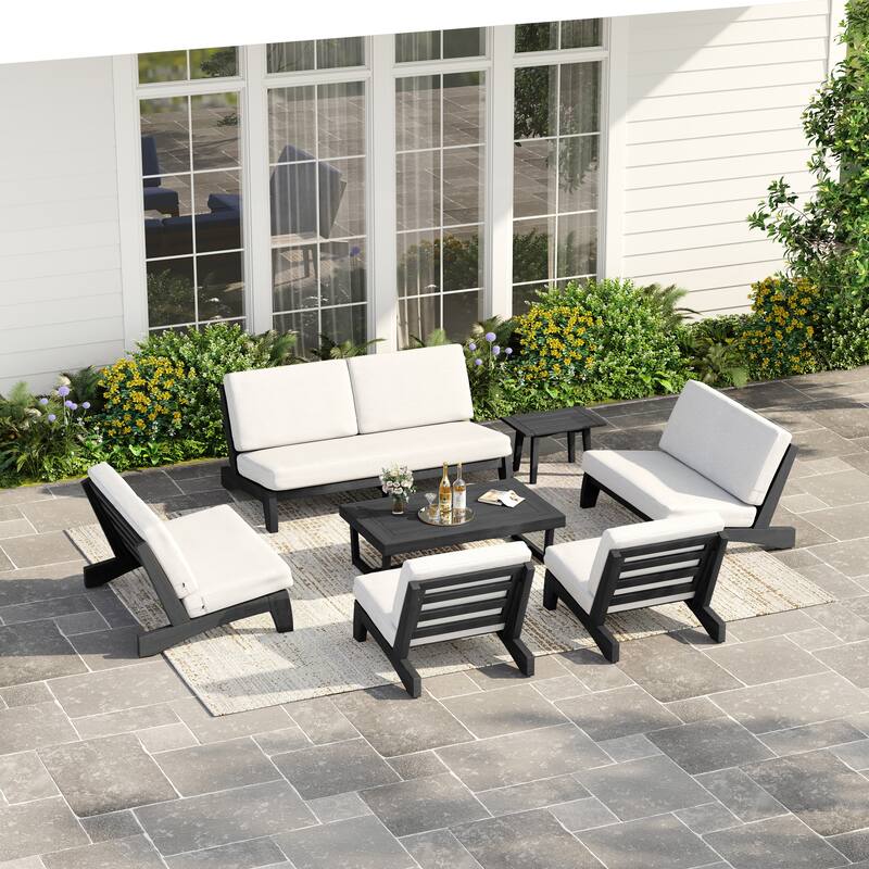 Casual Large Teak Outdoor Patio Conversation Set