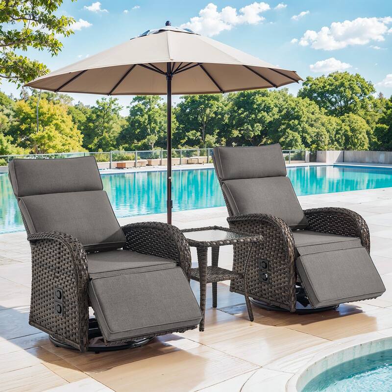 Pocassy Lounge Chair Swivel Reclining Chair with Adjustable Backrest