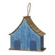 preview thumbnail 26 of 37, Glitzhome 10.5"H Distressed Solid Wood Birdhouse with 3D Flowers - 10.5"