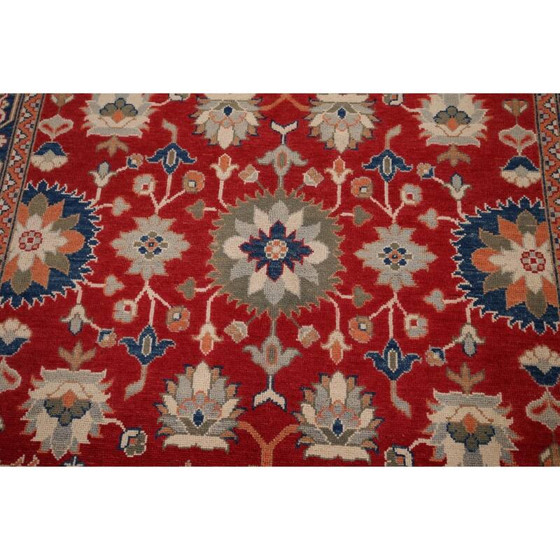 Red Oriental Kazak Area Rug Hand-Knotted Wool Carpet - 5'1" x 6'7"