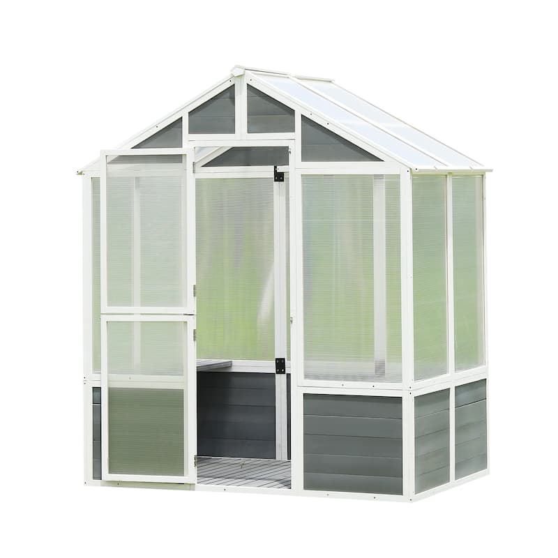 Wooden Greenhouse Polycarbonate Garden Shed - Wood