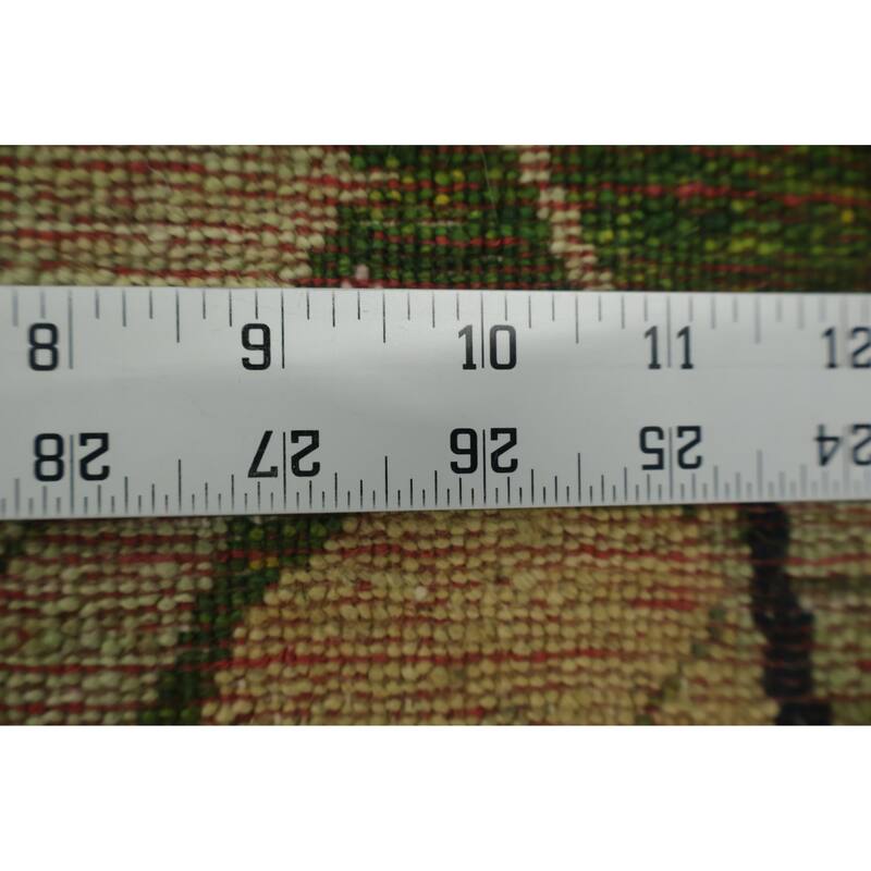 Hand Knotted Oriental 100% Wool Carpet Modern All-Over Green Gabbeh Area Rug - 11' 4'' X 7' 0''