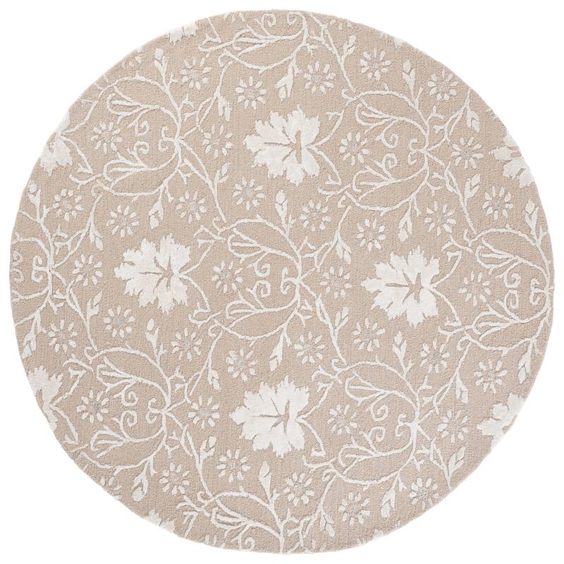 SAFAVIEH Handmade Glamour Hadwiga Wool Rug - 6' Round - Beige/Ivory