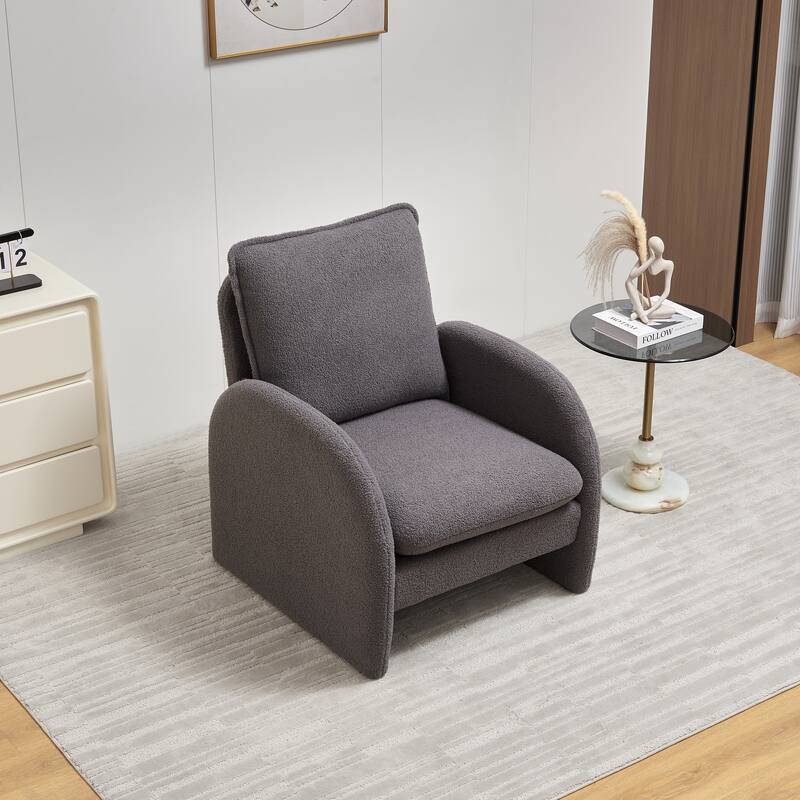 Gray Modern 28.35" Upholstered Arm Chair with Ergonomic Design and Soild Wood Frame