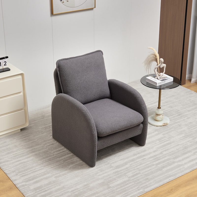Sherpa Upholstered Accent Chair, Comfortable Armchair, Lounge chair for Bedroom, and Office-Stylish and Ergonomic Design
