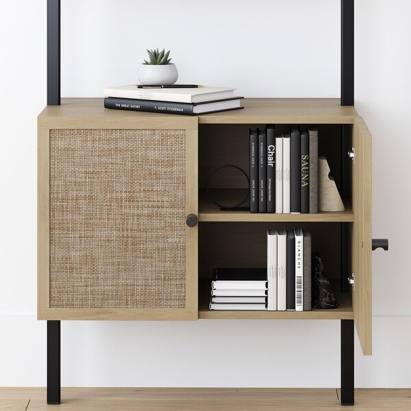 Nathan James Theo Open Shelf Industrial Bookcase with Drawers or