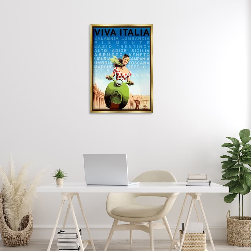 Stupell Vintage Italy Travel Ad Framed Floater Canvas Wall Art Design By Marcus Jules
