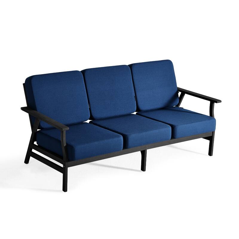 Casual Wood Cushioned 5-Piece Outdoor Patio Conversation Set