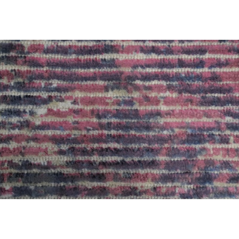 Hand Knotted Oriental Viscose Silk Carpet Modern Abstract Pink Abstract Area Rug - 7' 6'' X 5' 5''