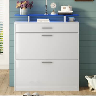 Slim Entryway Organizer with 2 Flip Drawers