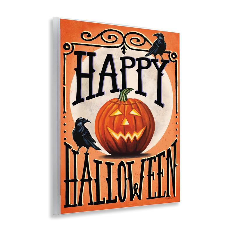 Stupell Happy Halloween with Crows Wall Plaque Art Design By Elizabeth Tyndall