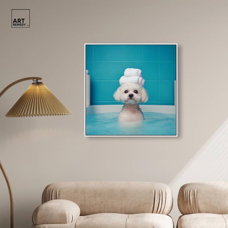 Fluff in the Tub Canvas by Art Remedy