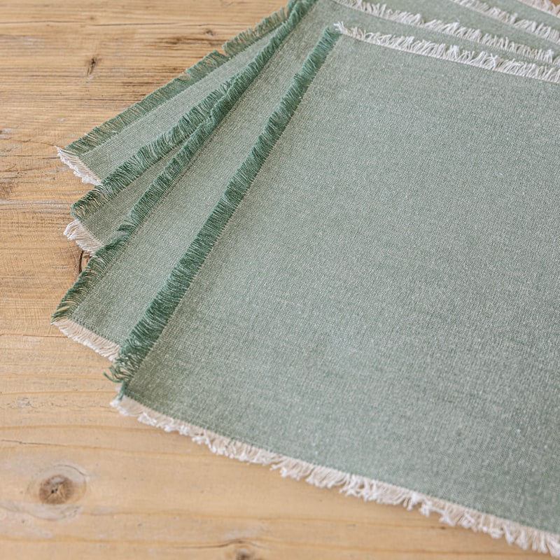 over&back 100% Cotton Frayed Chambray Placemats - Set of 4