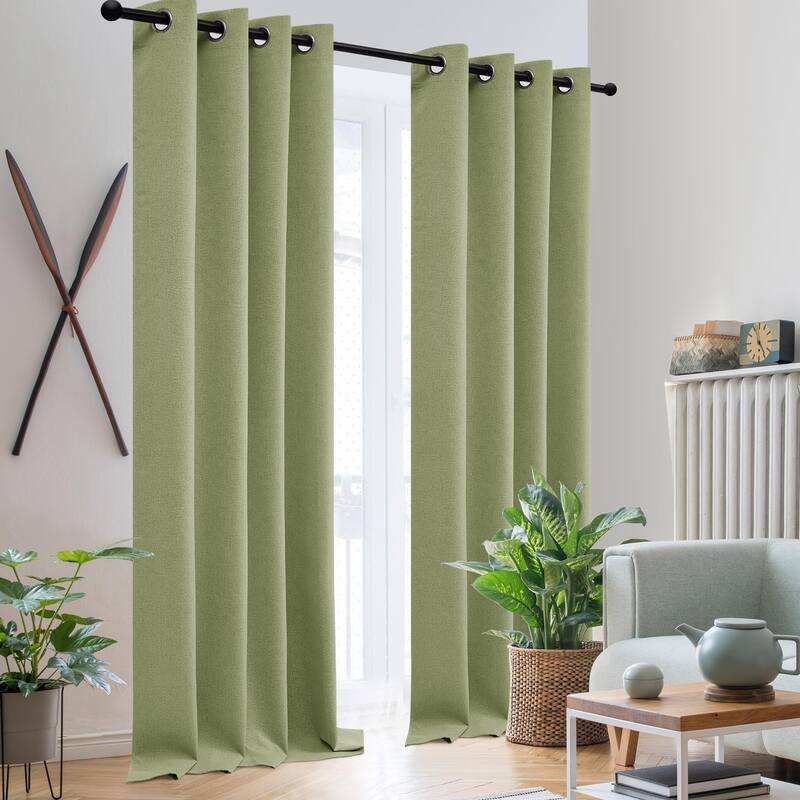 Deconovo Total Blackout Faux Linen Curtains 2 Panels