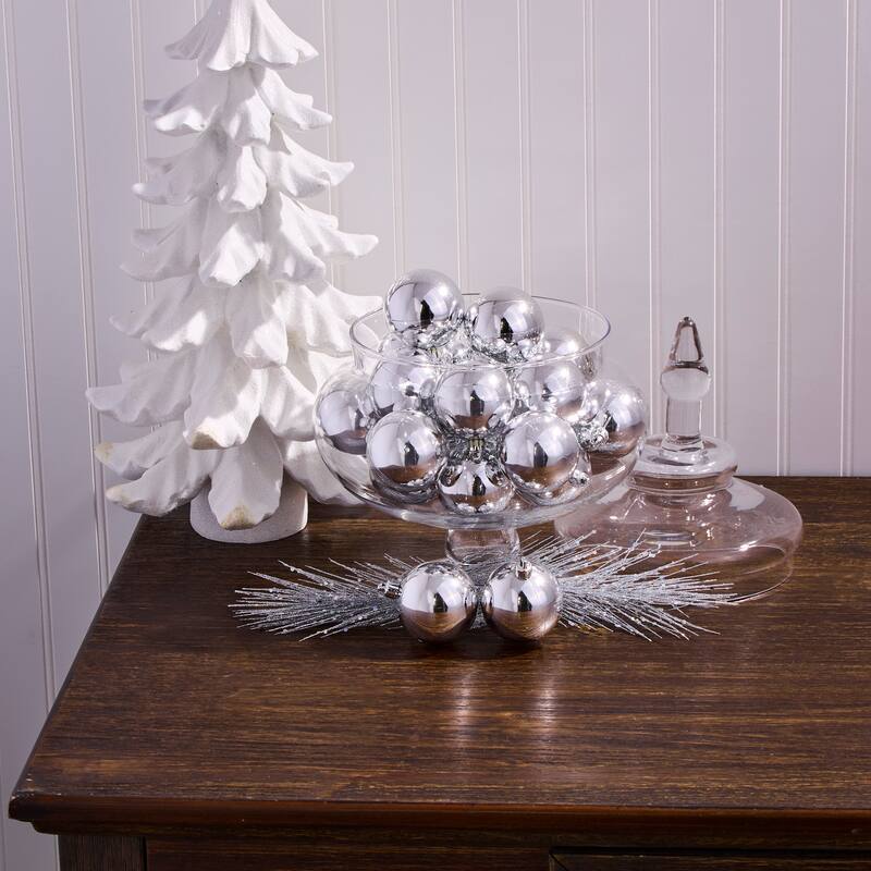 60MM Shatterproof Plastic Shiny Ball Set of 2 - Silver