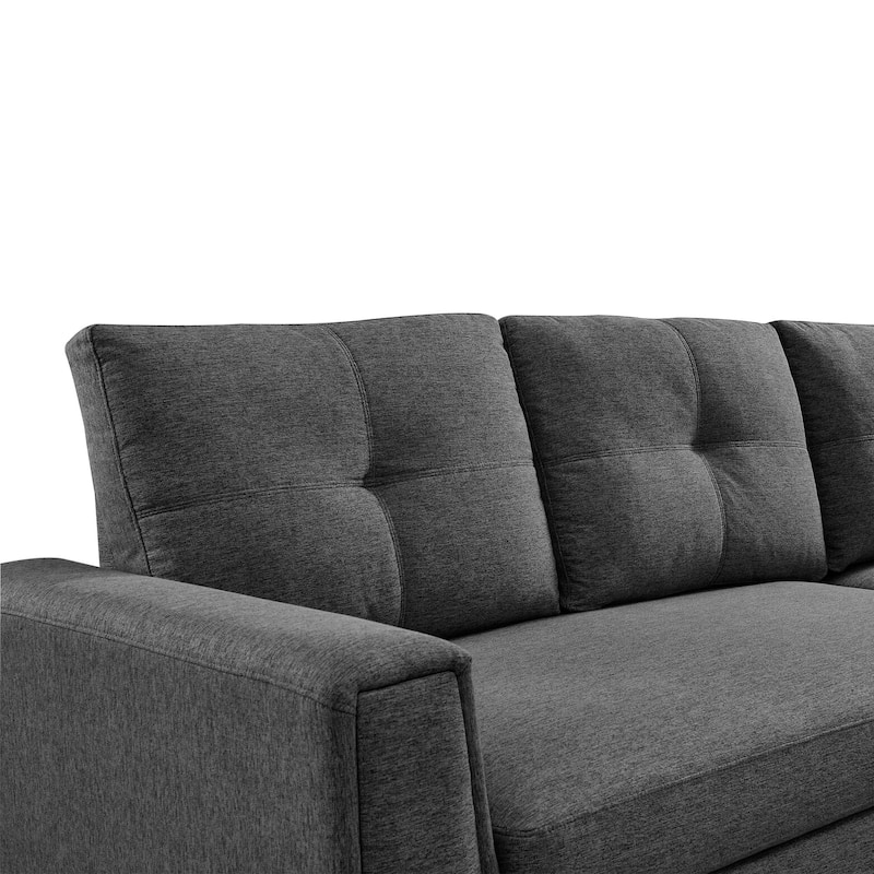 Tufted Sectional Chaise Sofa Sleeper with Storage