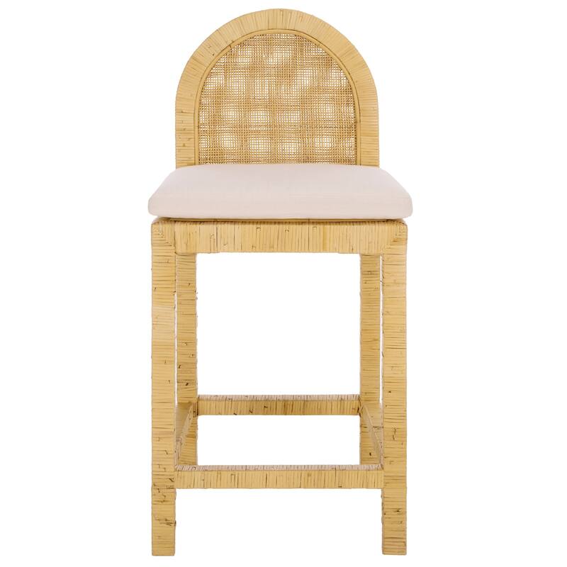 SAFAVIEH Home Tojo Cane Rounded Back Counter Stool - 20"W x 18"D x 37"H